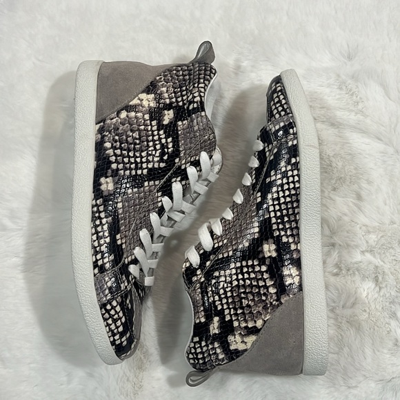 New Paige Annie Snake Embossed Mid Top Goat Leather Sneaker - Picture 7 of 11